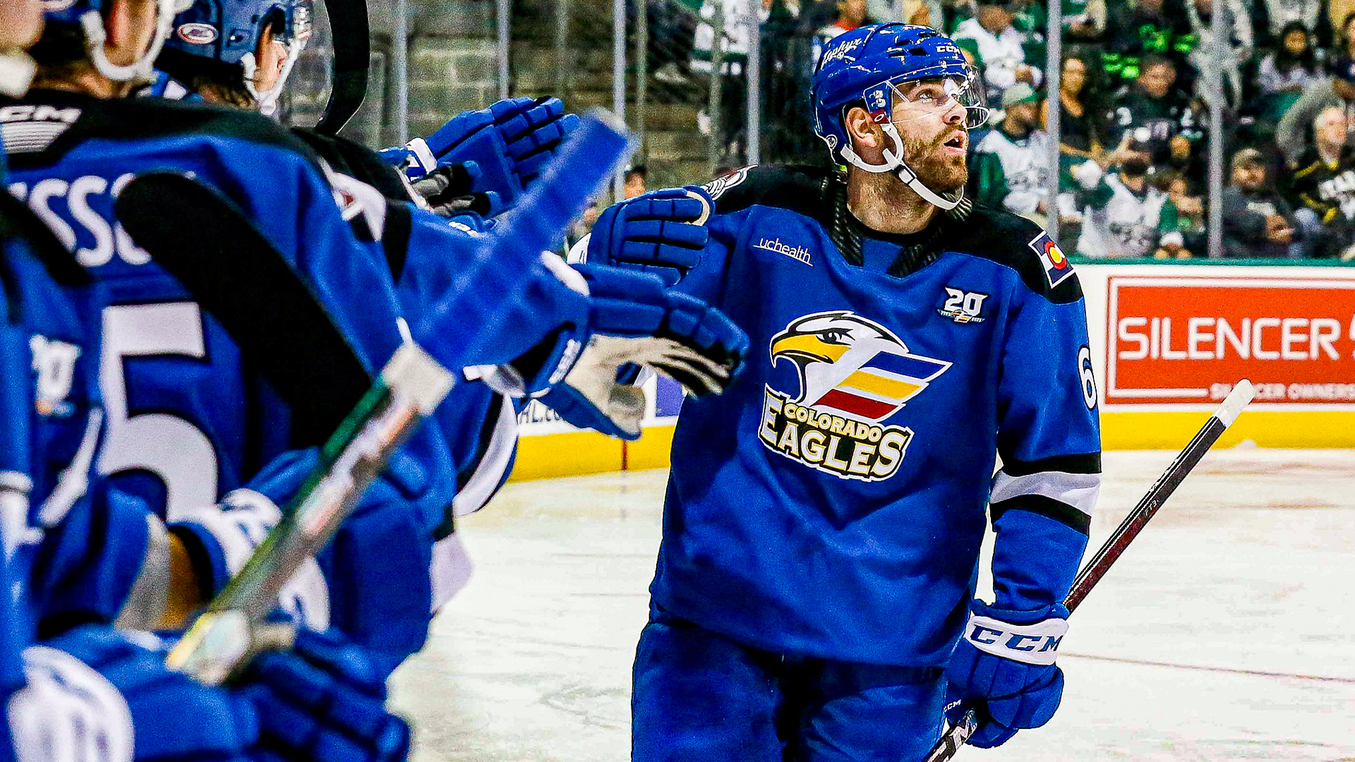 Game Used Blue or White CCM Colorado Eagles Goalie Cut Game