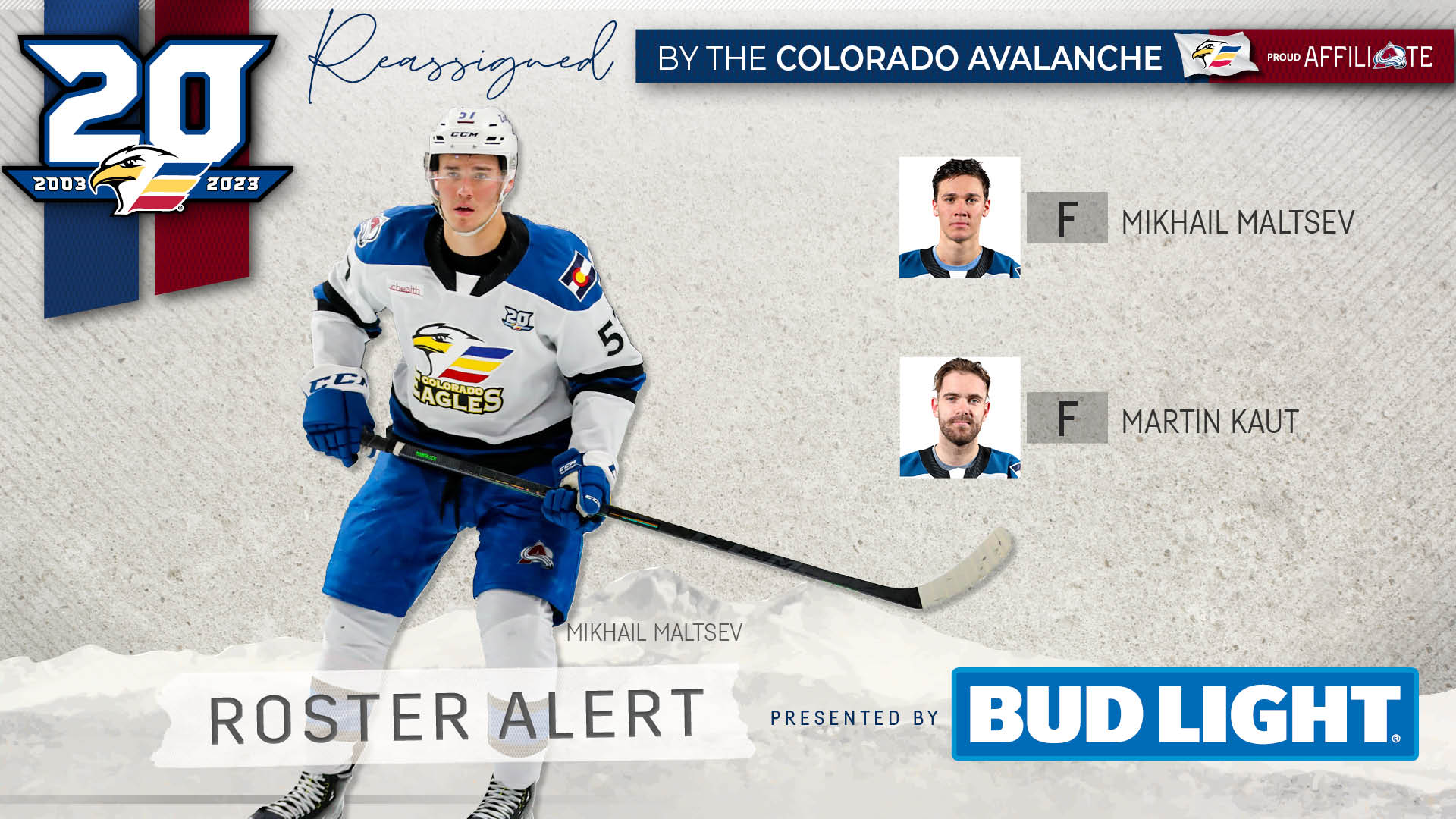 Maltsev, Kaut Reassigned to Colorado Eagles Colorado Eagles