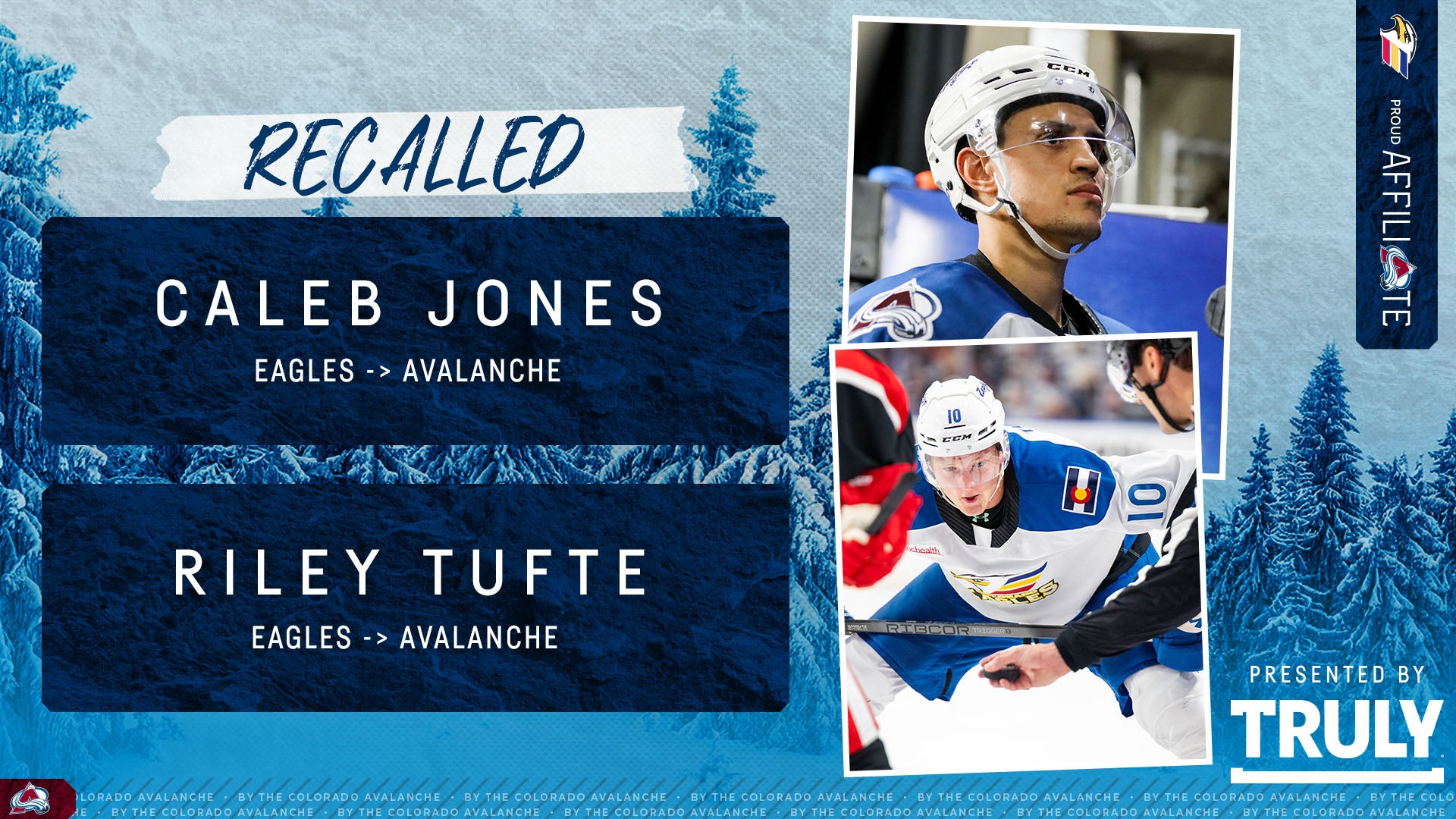 Colorado Avalanche Recalls Tufte, Jones Colorado Eagles